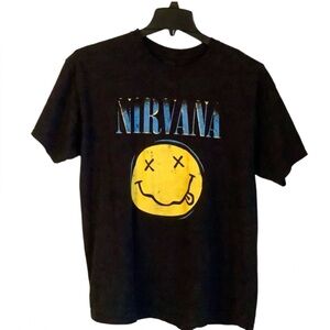 Nirvana Band T Shirt Black Size XL Smiley Face NWOT